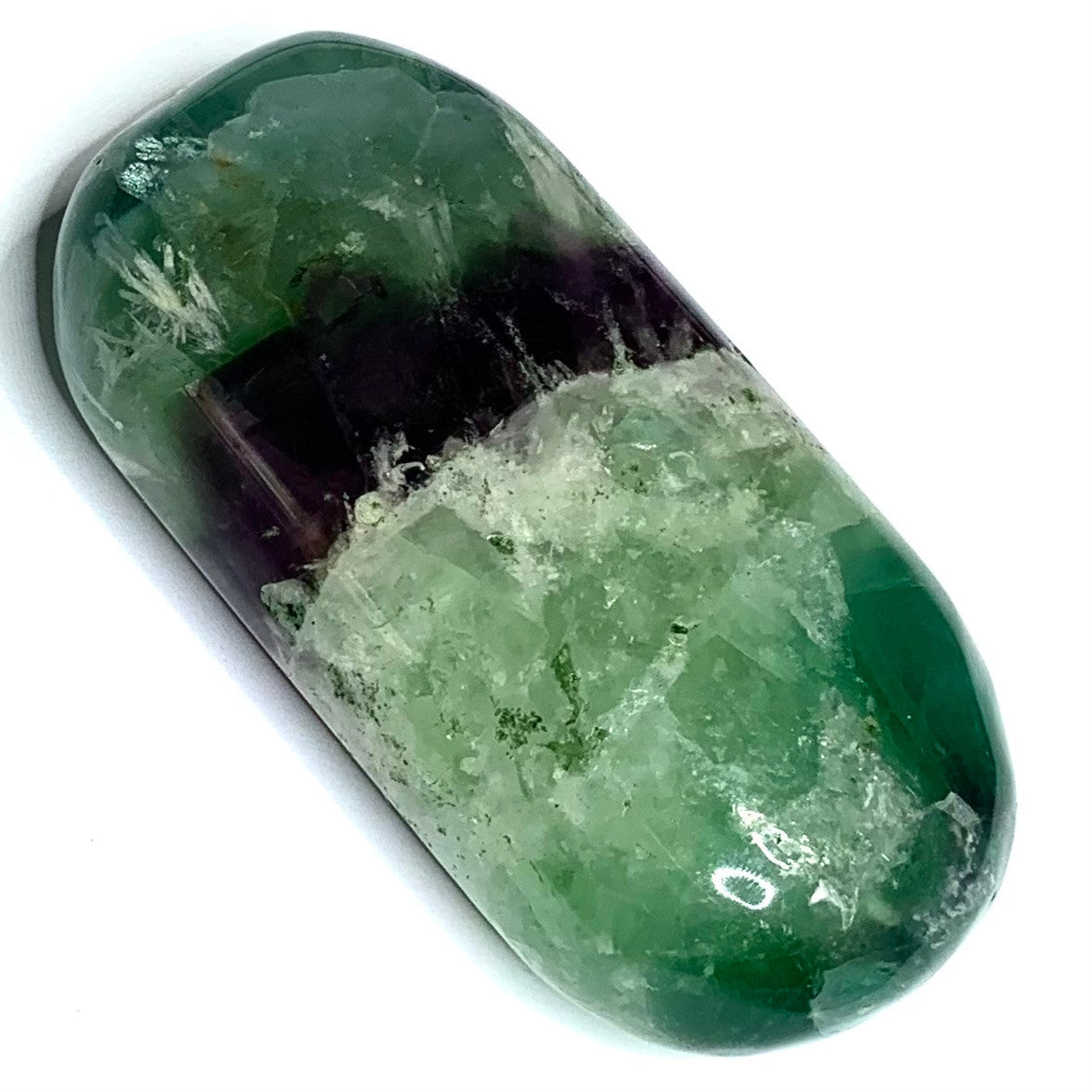 One of a Kind Feather Fluorite Palm Stone-1 1/2 x 2 3/4" (NC4461)