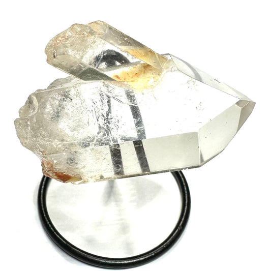 One of a Kind Quartz Crystal with Hematoid Partially Polished Point with Stand-2 x 1 1/2"