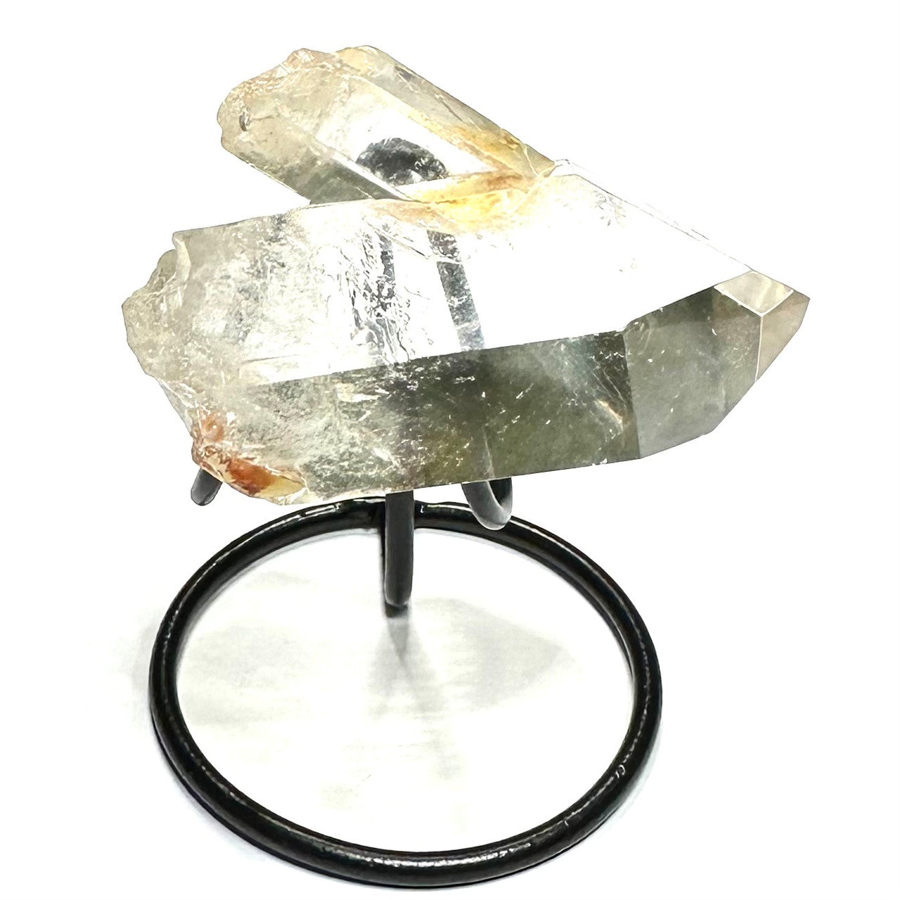 One of a Kind Quartz Crystal with Hematoid Partially Polished Point with Stand-2 x 1 1/2"