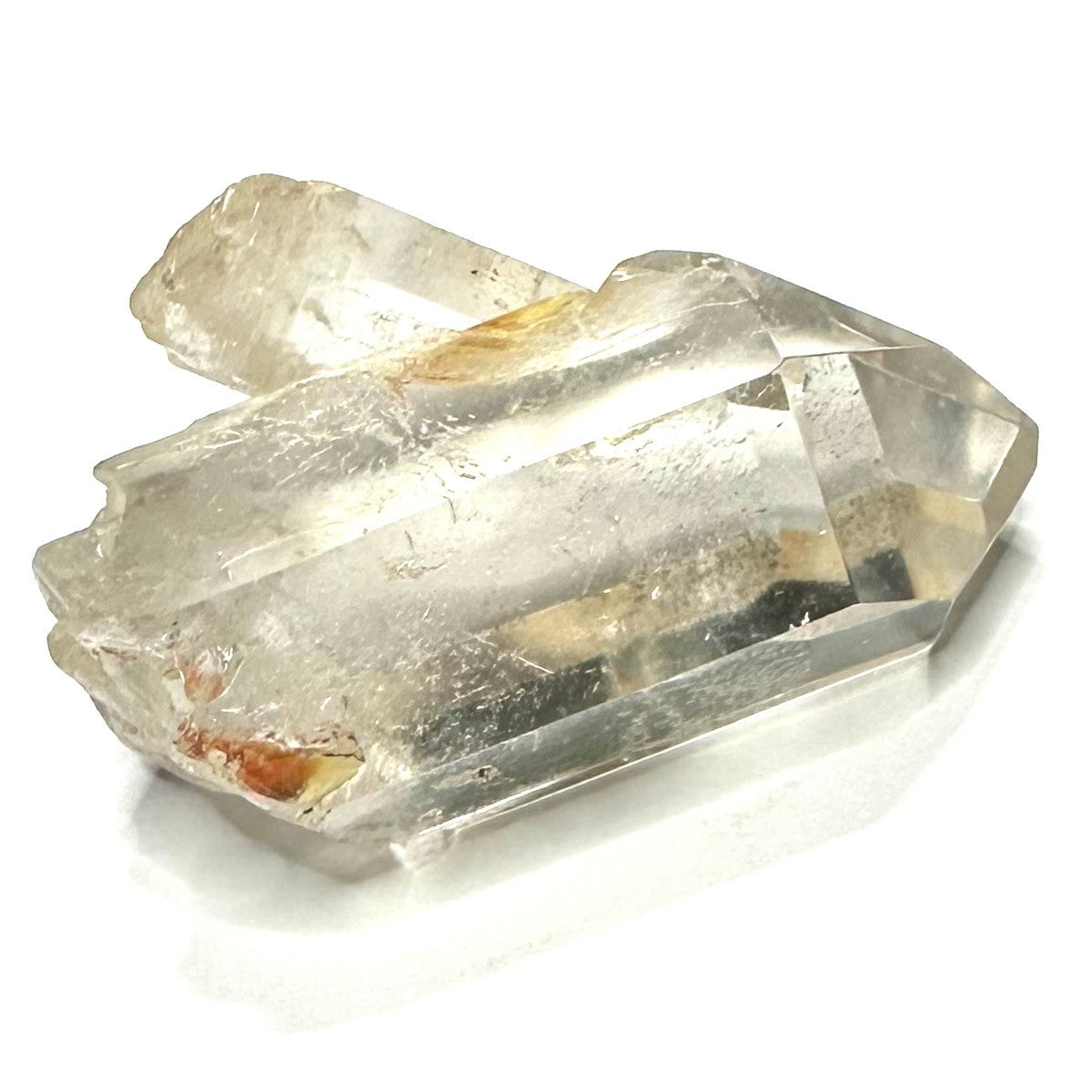 One of a Kind Quartz Crystal with Hematoid Partially Polished Point with Stand-2 x 1 1/2"