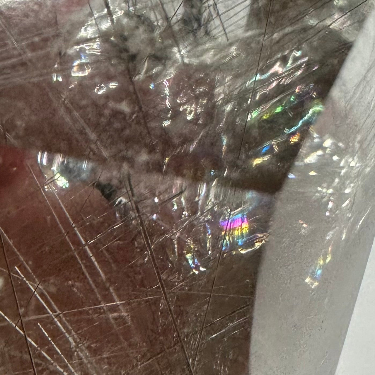 Rutilated Quartz Crystal with Rainbow Inclusions Partially Polished Terminated Point-3 x 1 3/4"-NC7222