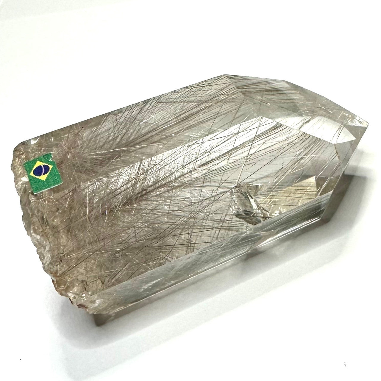 One of a Kind Rutilated Quartz Crystal with Rainbow Inclusions Partially Polished Terminated Point-3 x 1 3/4"-NC7222