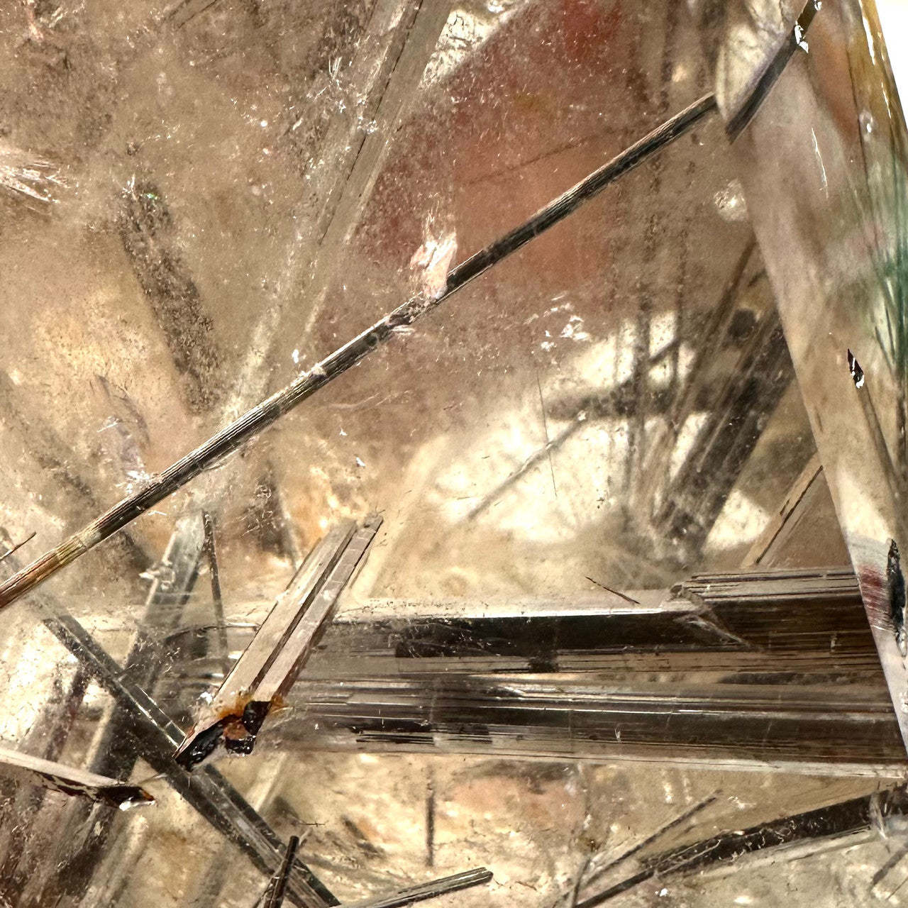 One of a Kind Tourmalinated Smokey Quartz  Partially Polished Terminated Point with Stand-3 x 2 1/2"-NC7223