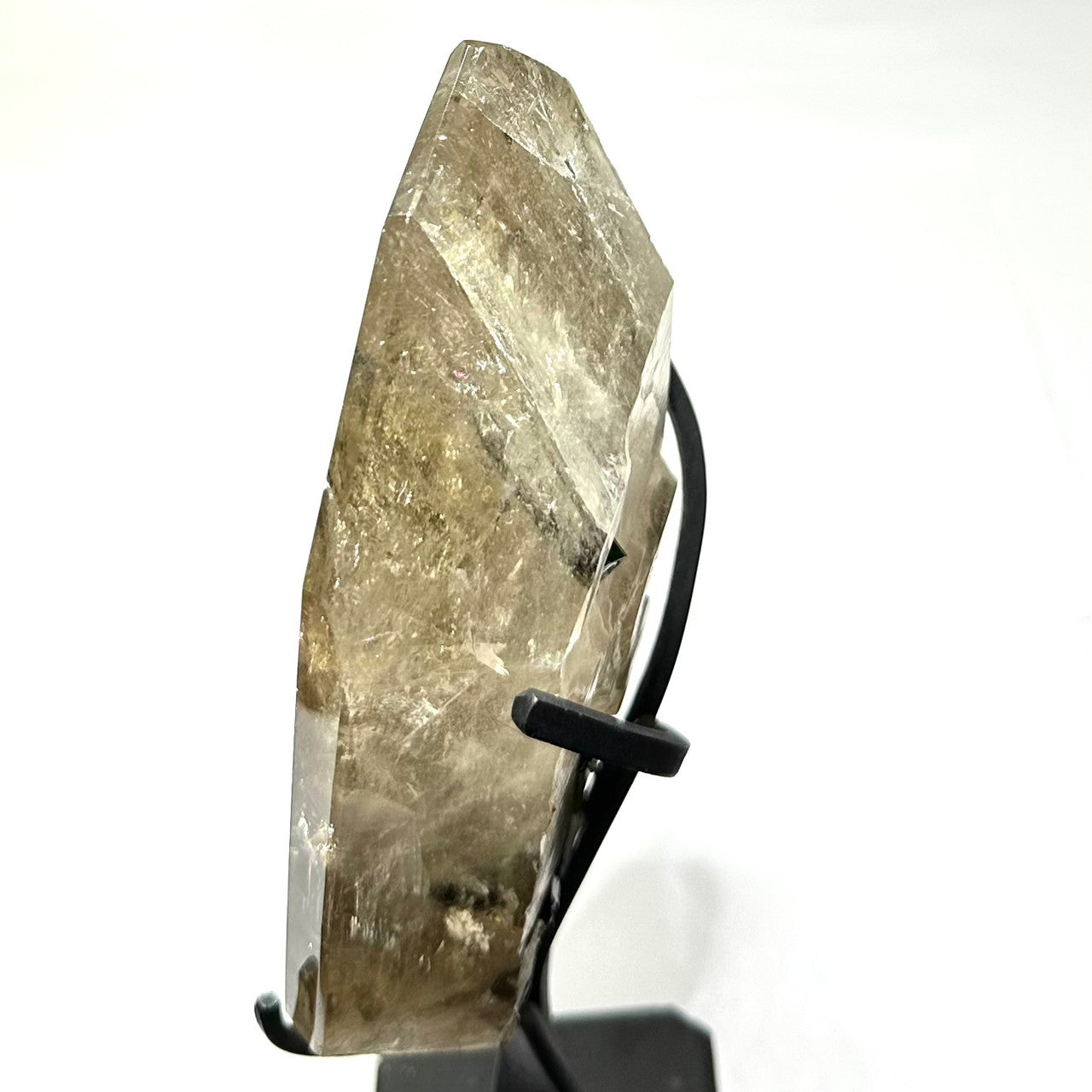 One of a Kind Tourmalinated Smokey Quartz  Partially Polished  Point with Stand-5 1/4 x 3 1/4"-NC7224