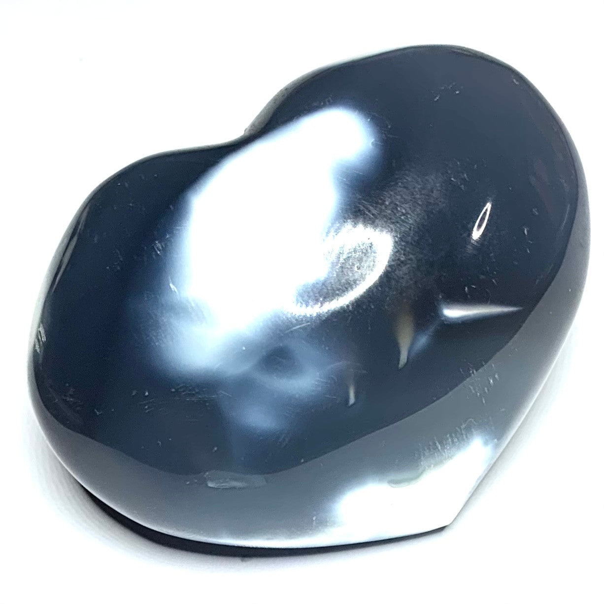One of a Kind Orca Agate Carved Heart Palm Stones-2 1/2 x 2" (NC4484)