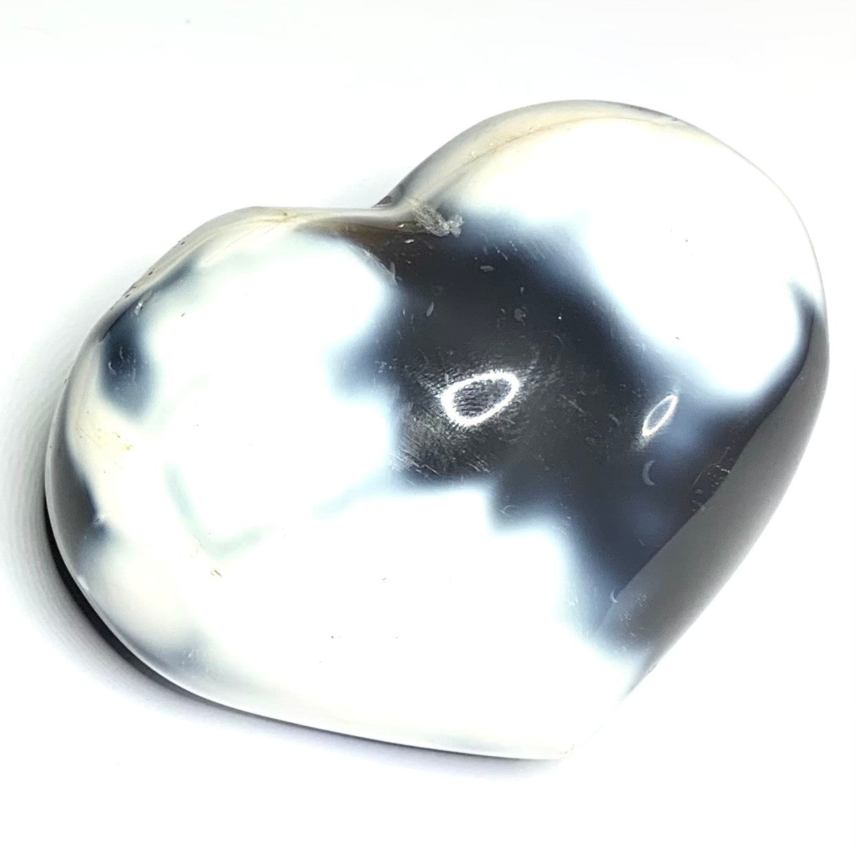 One of a Kind Orca Agate Carved Heart Palm Stones-2 3/4 x 2" (NC4485)