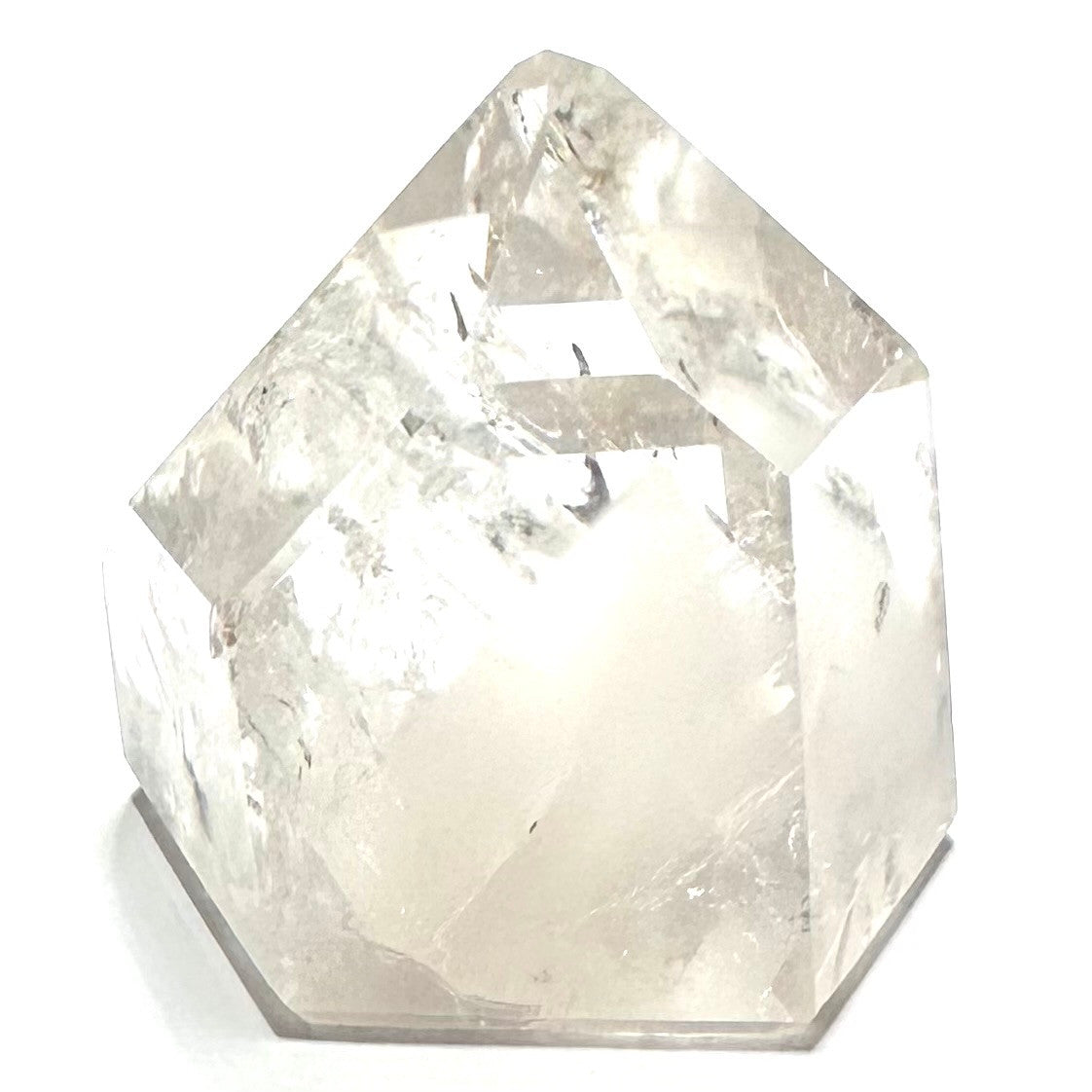 One of a Kind White Amphibole in Quartz Crystal Mini Tower-1 3/4 x 1 3/4"-NC7242