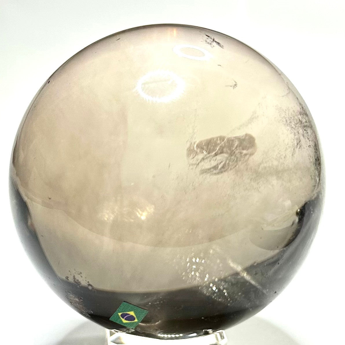 One of a Kind Smokey Quartz with Rainbow Inclusions Sphere-3" (NC5928)