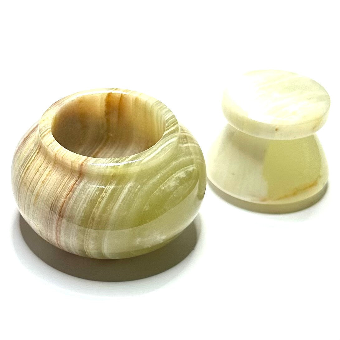 One of a Kind Carved Onyx Jar-2 x 1 3/4"