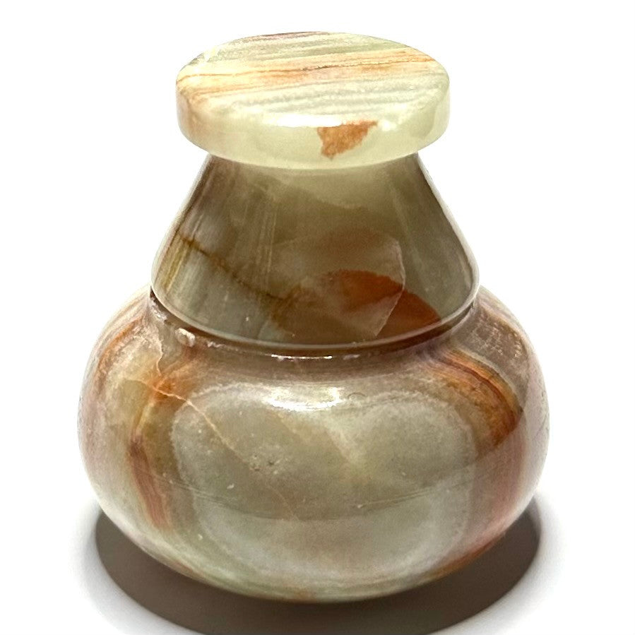 One of a Kind Carved Onyx Jar-2 x 1 3/4"-NC5940