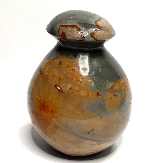 One of a Kind Polychrome Jasper Carved Mushroom Stone-2 3/4 x 2 1/2" (NC4506)