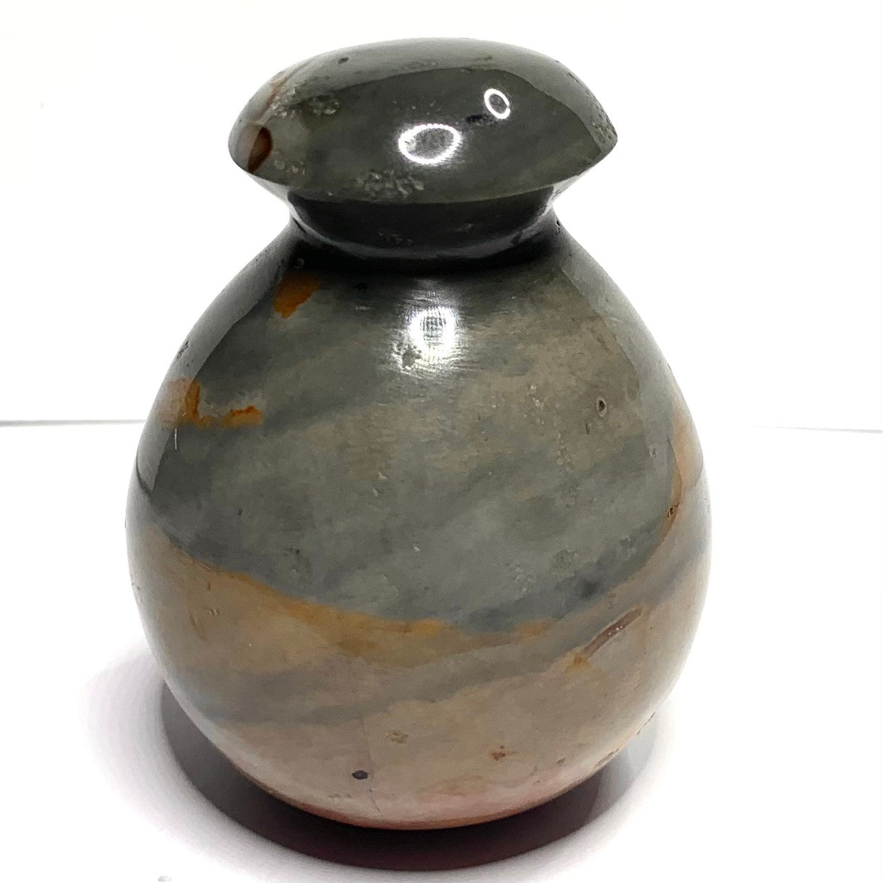 One of a Kind Polychrome Jasper Carved Mushroom Stone-2 3/4 x 2 1/2" (NC4506)