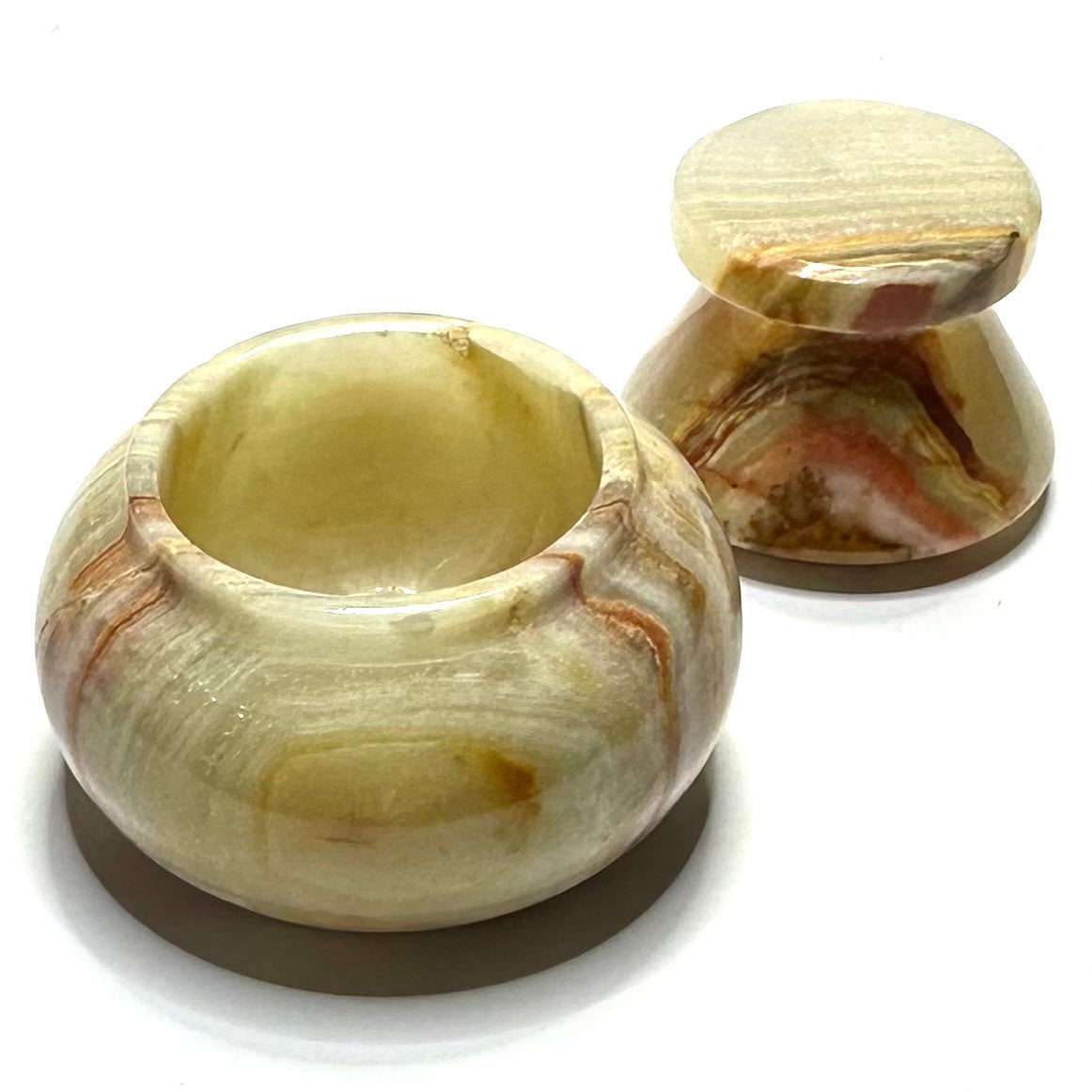 One of a Kind Carved Onyx Jar-2 x 1 3/4"-NC5942