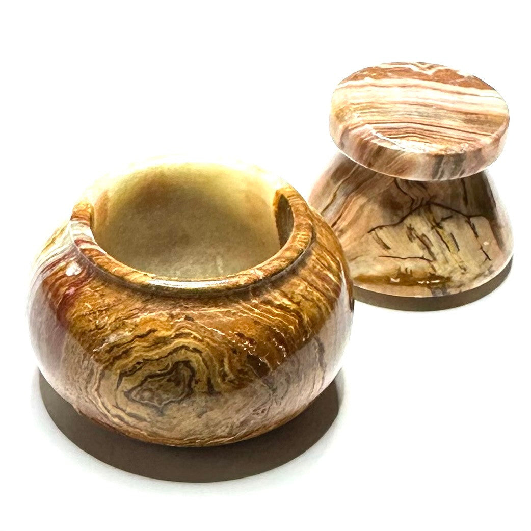 One of a Kind Carved Onyx Jar-2 x 1 3/4"-NC5944