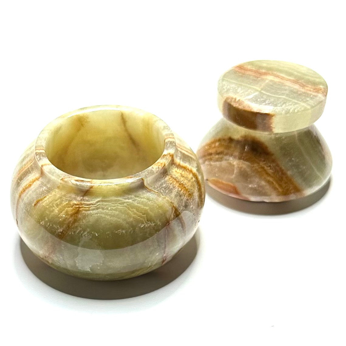 One of a Kind Carved Onyx Jar-2 x 1 3/4"-NC5945