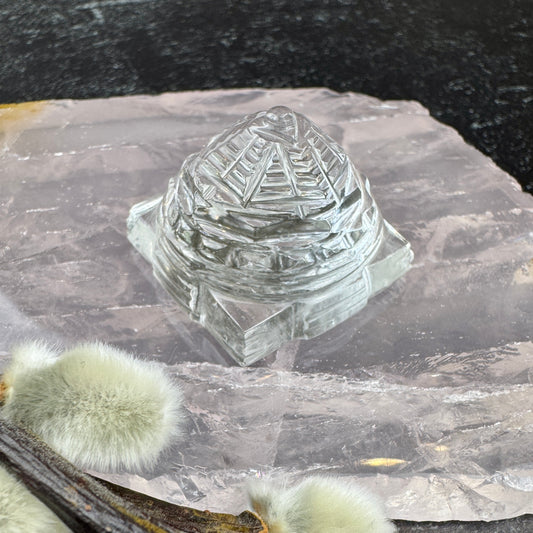 Himalayan Quartz Sri Yantra- 0.9"x 1.15"-NC7695
