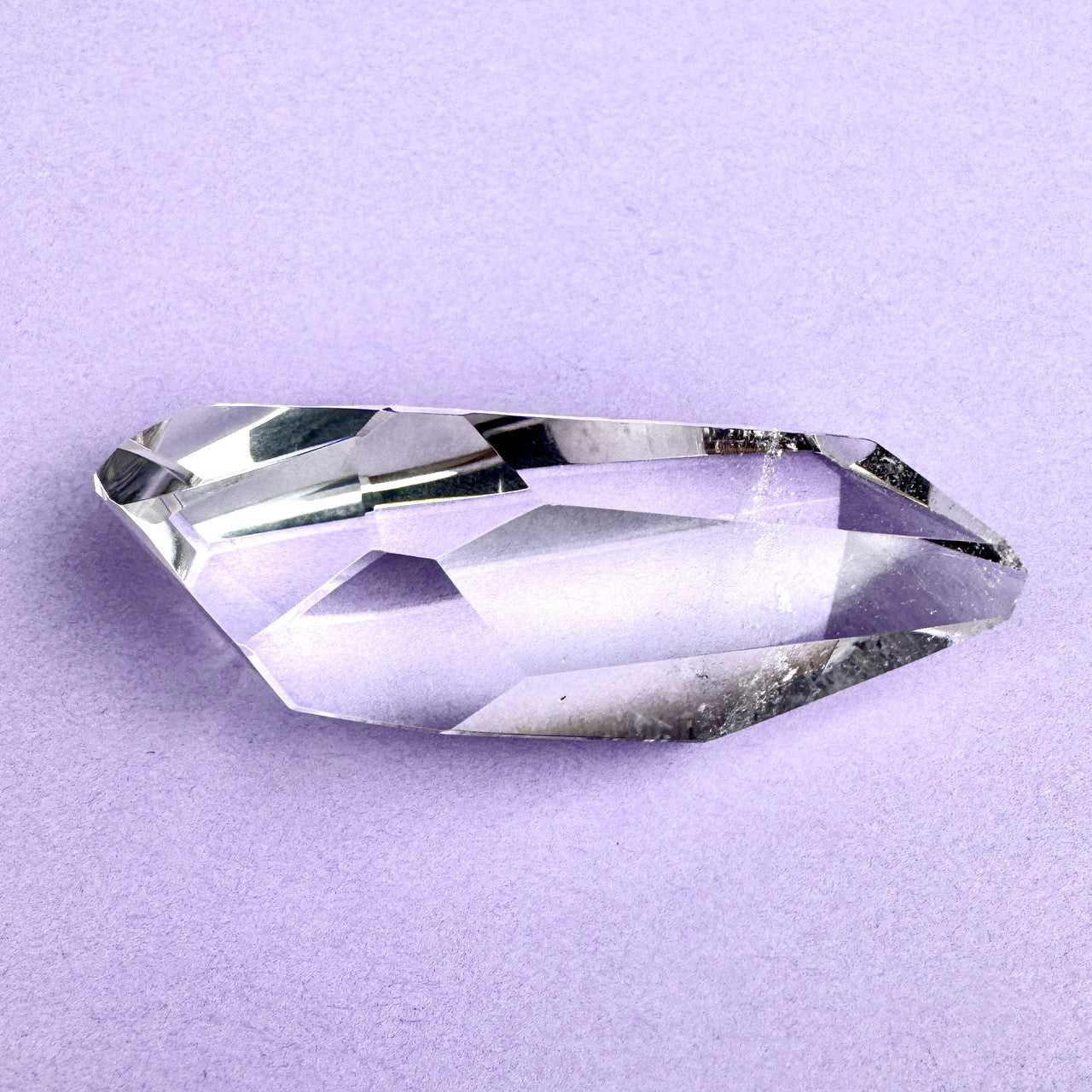 clear faceted crystal with sharp edges