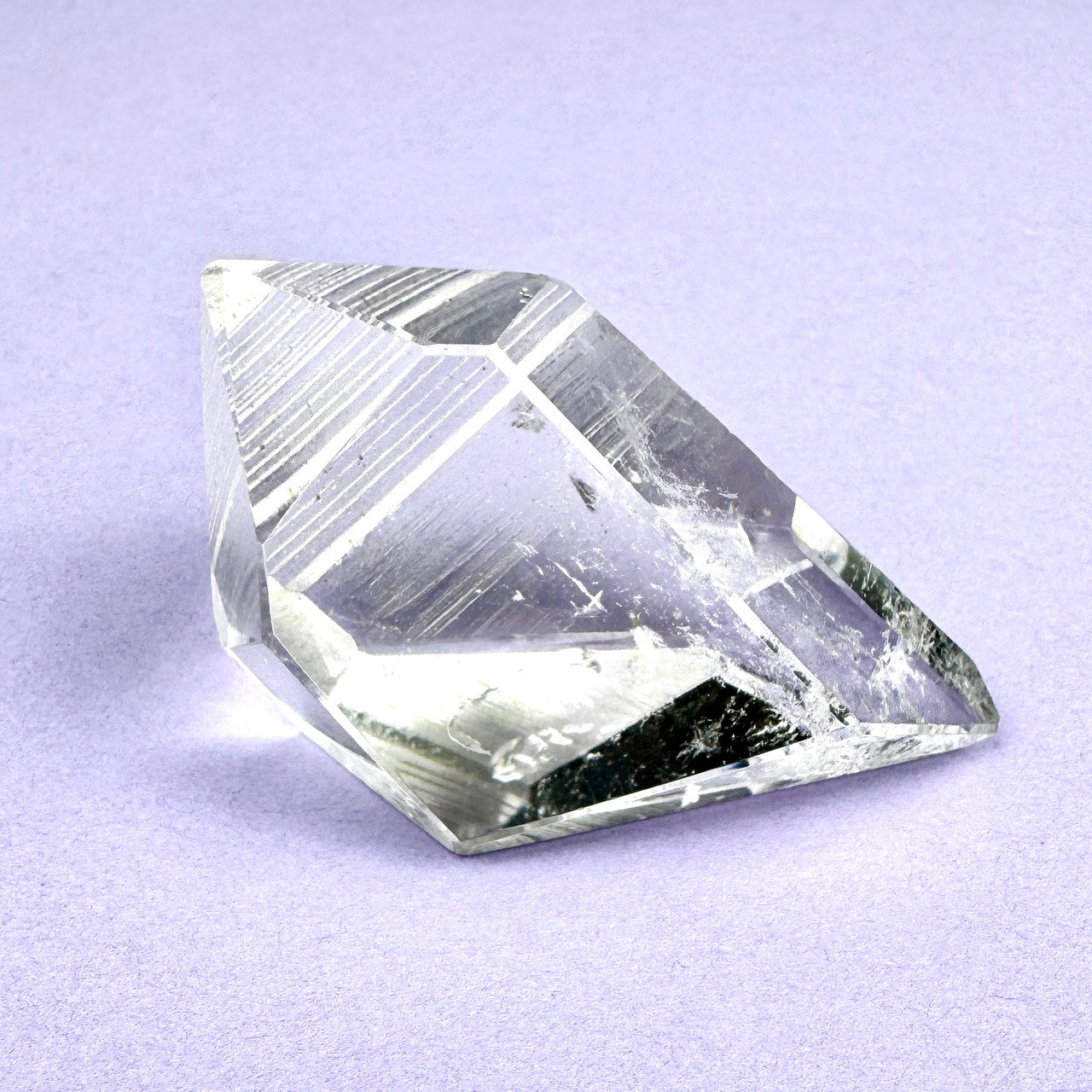 clear faceted crystal with sharp lines