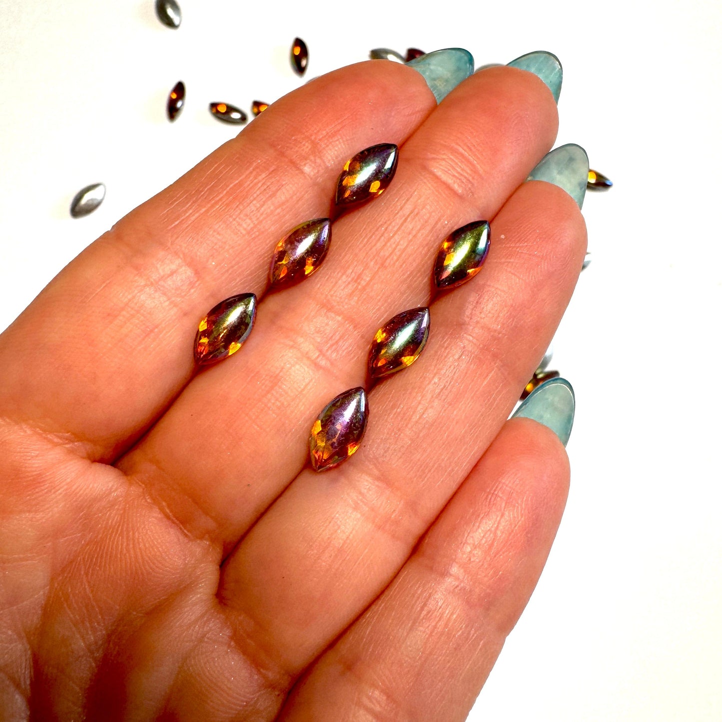 Vintage West German Navettes Crystal -Marquis-Topaz AB- Foil Back- Factory Pack-10x5mm-SALE