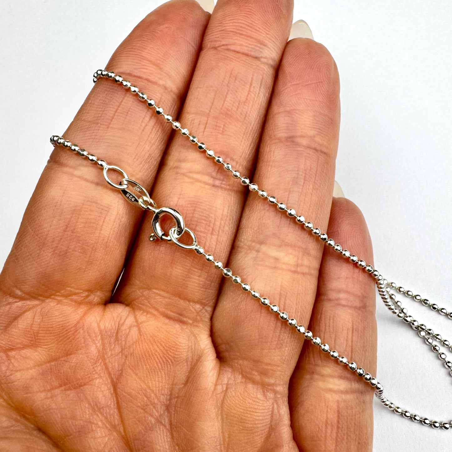 sterling silver diamond cut ball chain