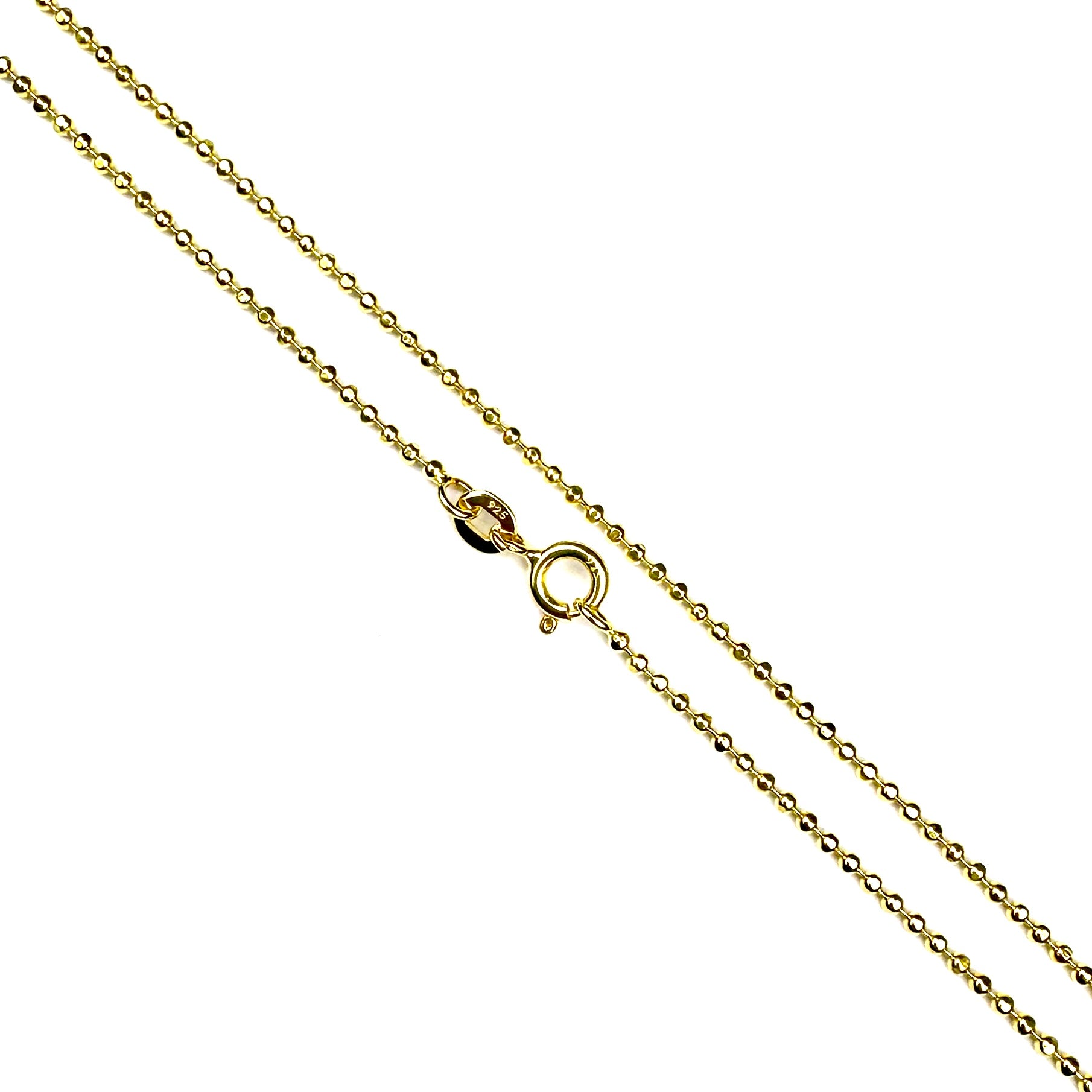 gold ball chain necklace with a lobster clasp