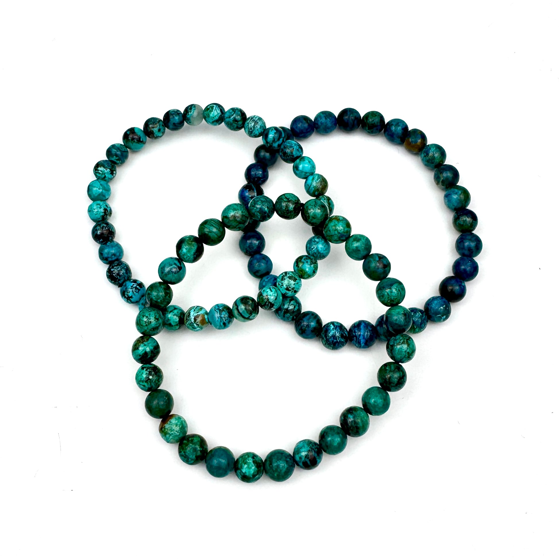 four turquoise beaded bracelets