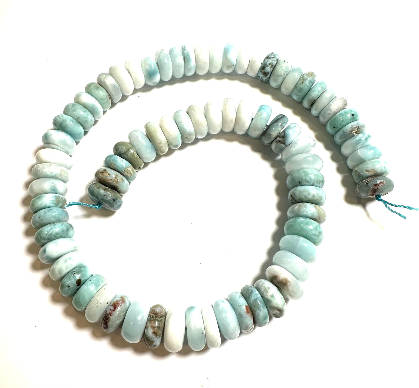 Rare Large Larimar Rondelle Beads 12mm One-of-a-Kind Strand SP2853