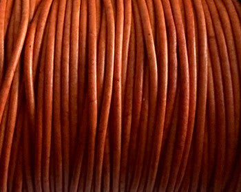 Leather Cord USA 2mm Natural Orange Round Leather