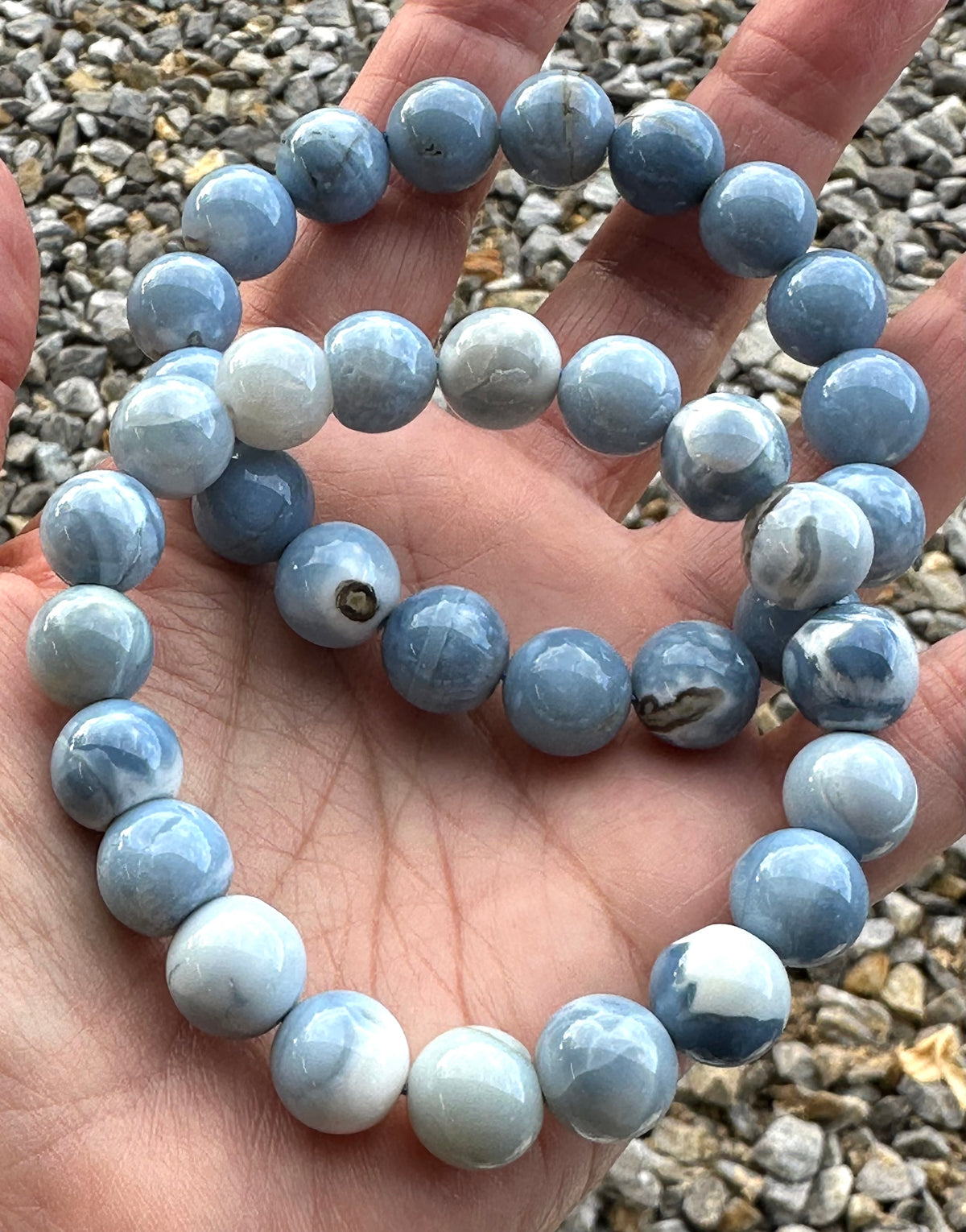 BLUE OPAL MALA BEAD BRACELET 12MM #MALA37