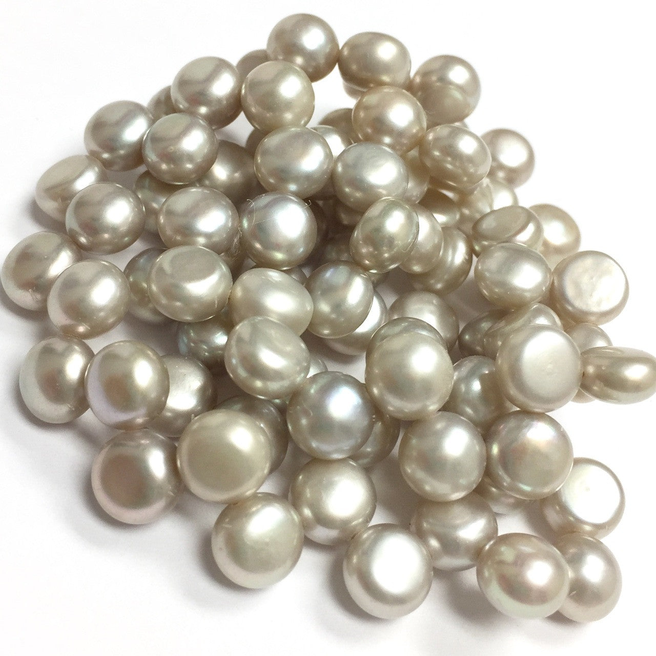 Freshwater Top Drilled Taupe Button Pearl Beads-6.5-7mm