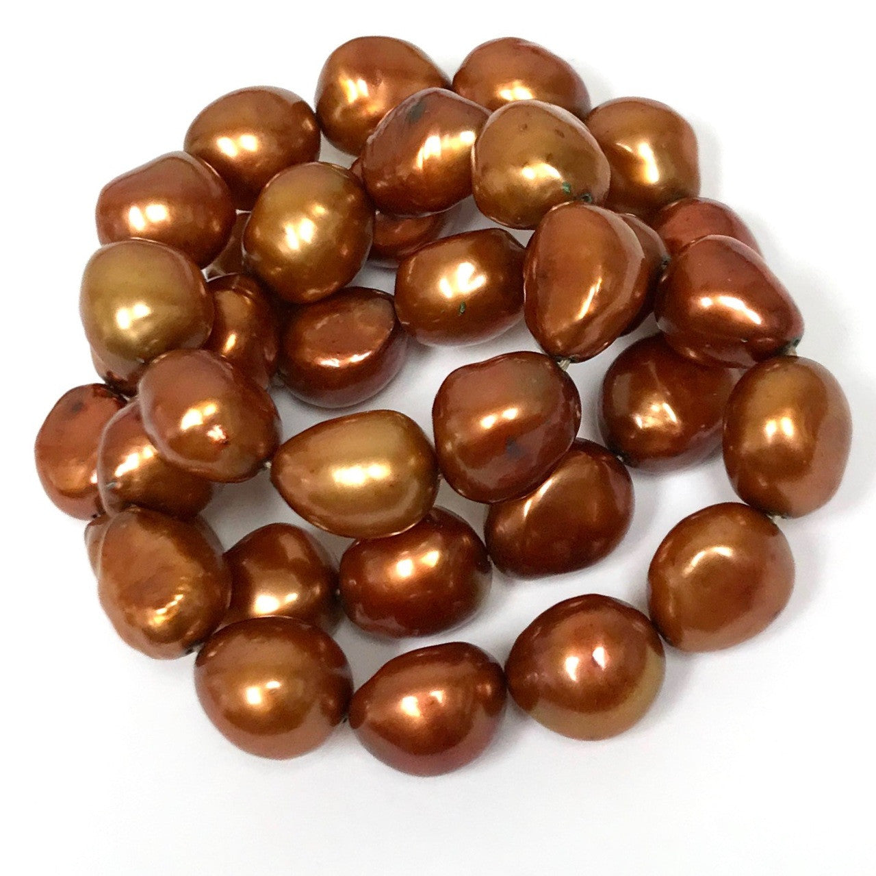 Freshwater Lustrous Copper Pearl Nugget Beads