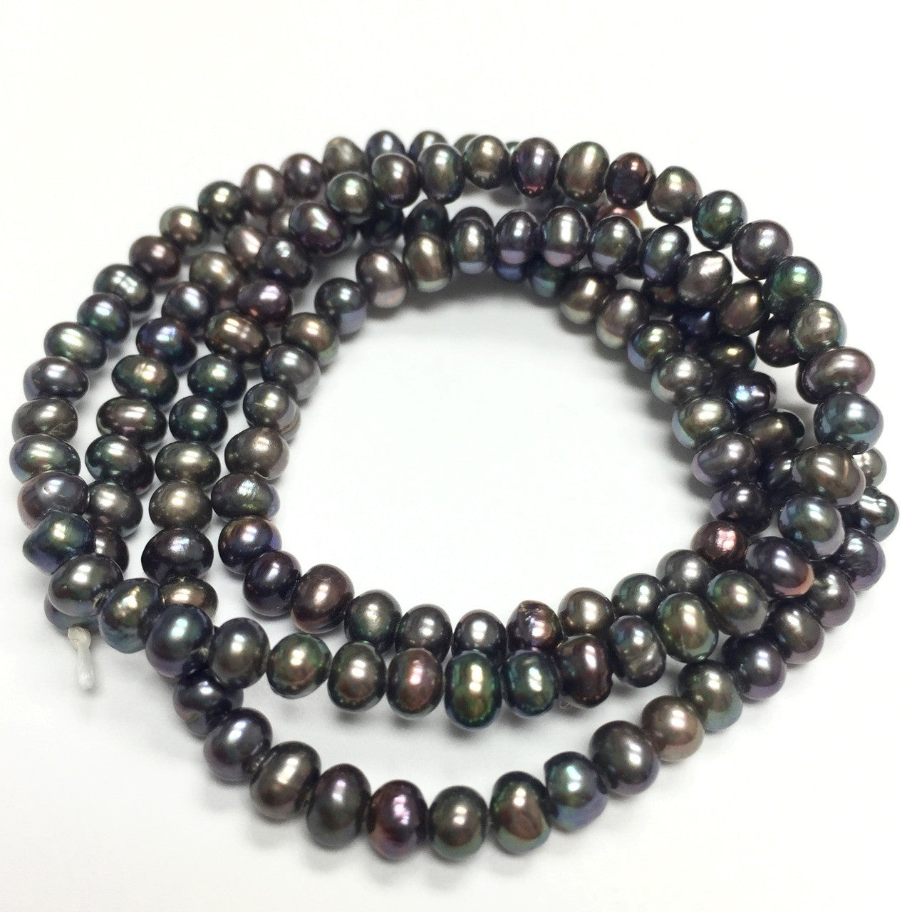 Tiny Freshwater Semi-Round-Peacock Pearl Beads-3.5-4mm