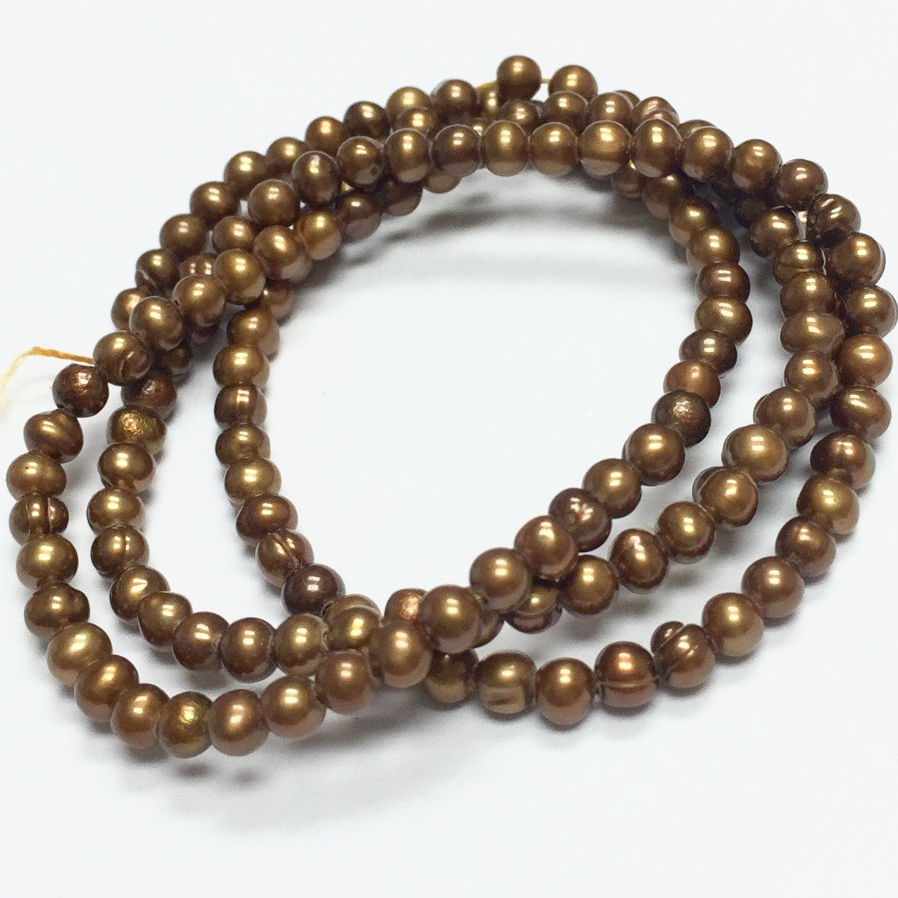 Tiny Freshwater Semi-Round Harvest Gold Pearl Beads-3-3.5mm