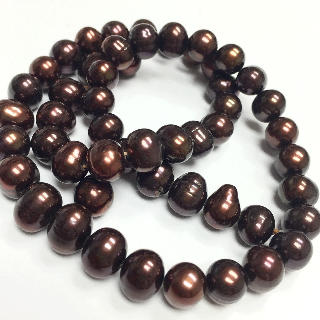 Freshwater Mocha Semi-Round Potato Pearl Beads 7.5-8mm