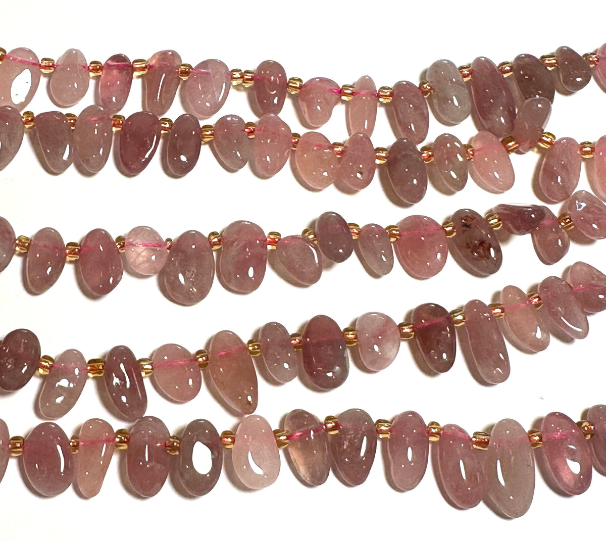 Pink Lepidocrocite Top Drilled Pebble Beads 8 x 12mm #SP7928