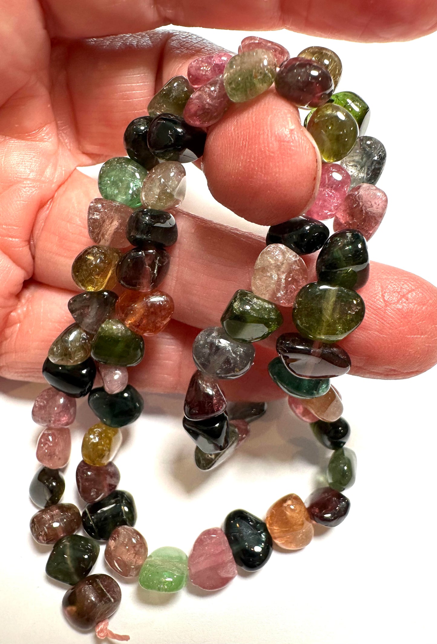One of a Kind AA Grade Rainbow Tourmaline Polished Nugget Beads – 8mm Average - SP2394