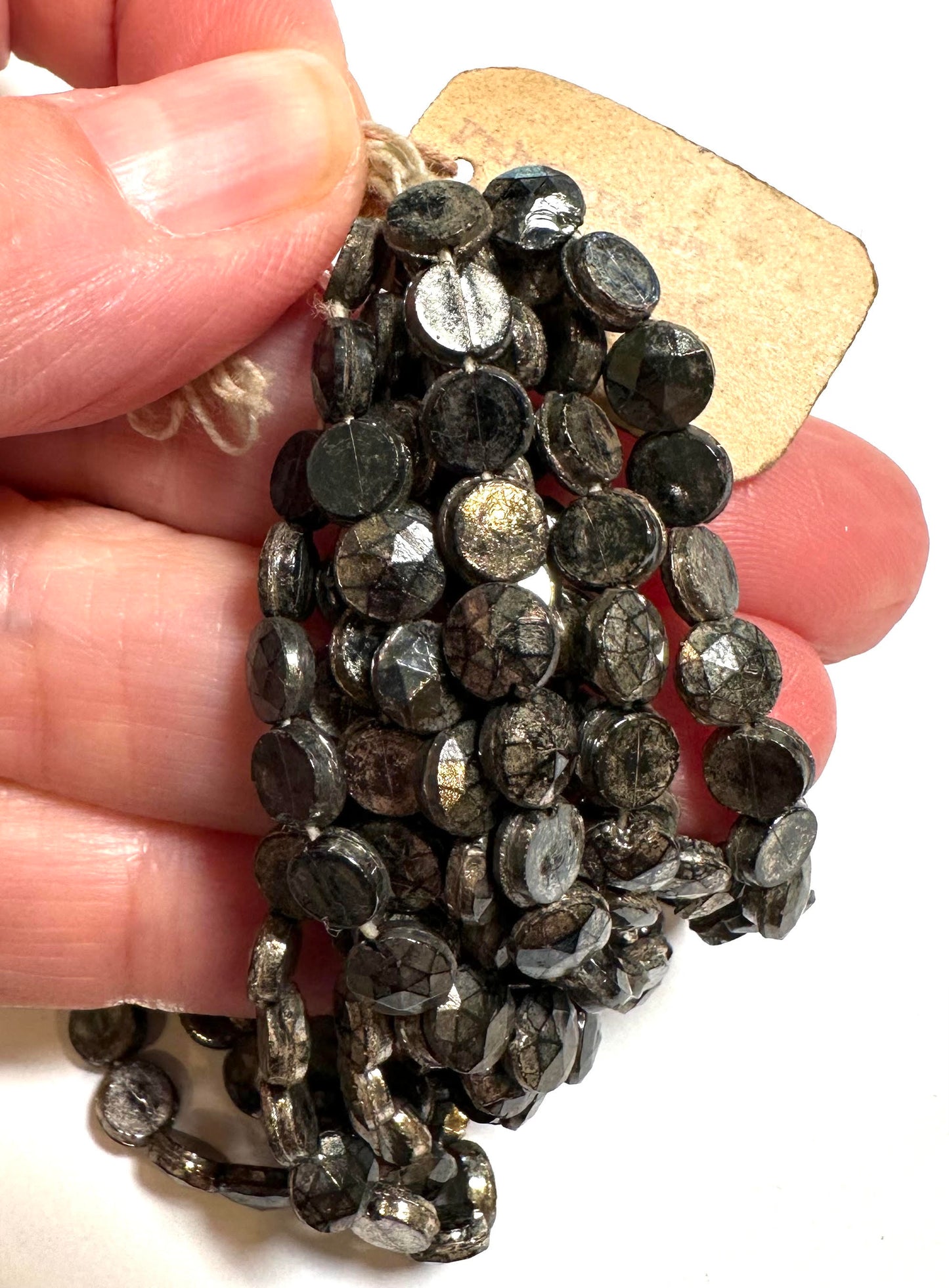 Vintage Czech Metallic Bronze Wash Nailhead Glass Beads 5.5mm Original Hank #VB112