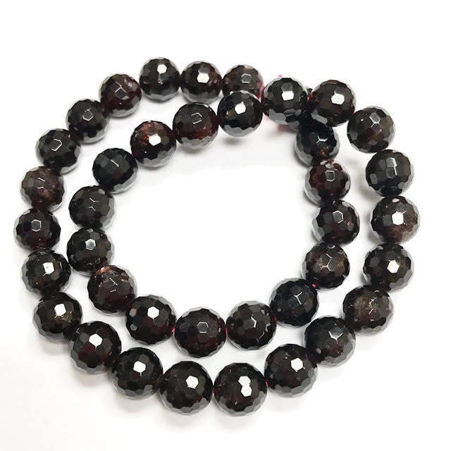 Highly Faceted Garnet Round Beads 10mm
