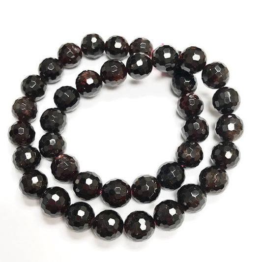 Highly Faceted Garnet Round Beads 10mm