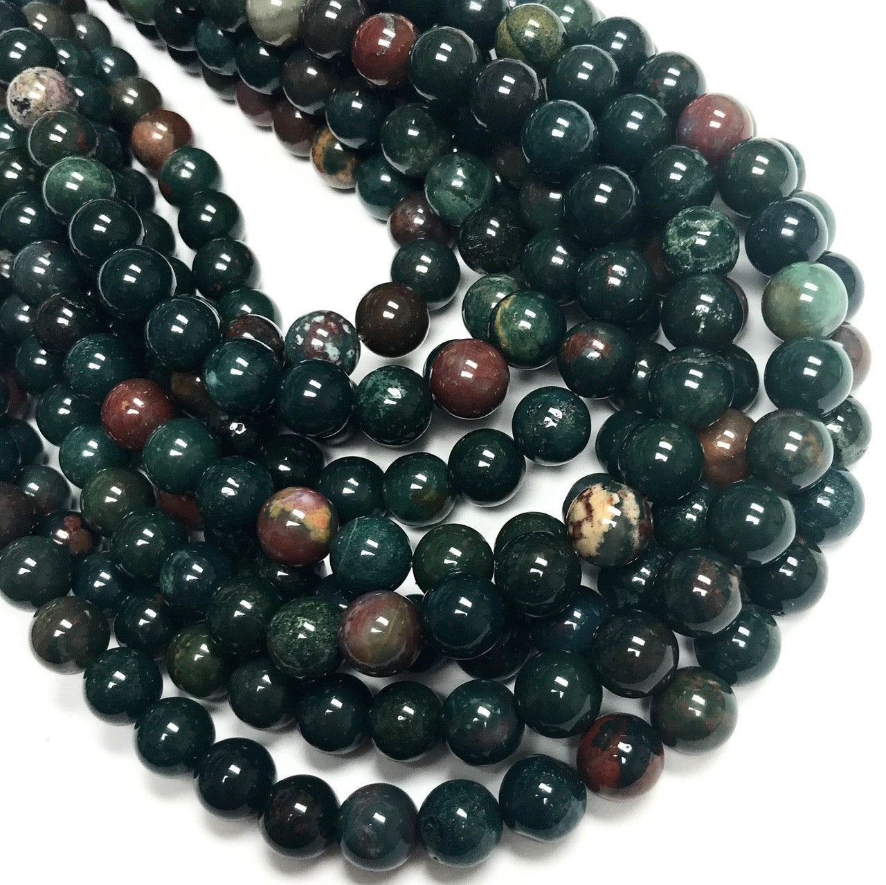 Highly Polished Bloosdstone Round Beads 8mm