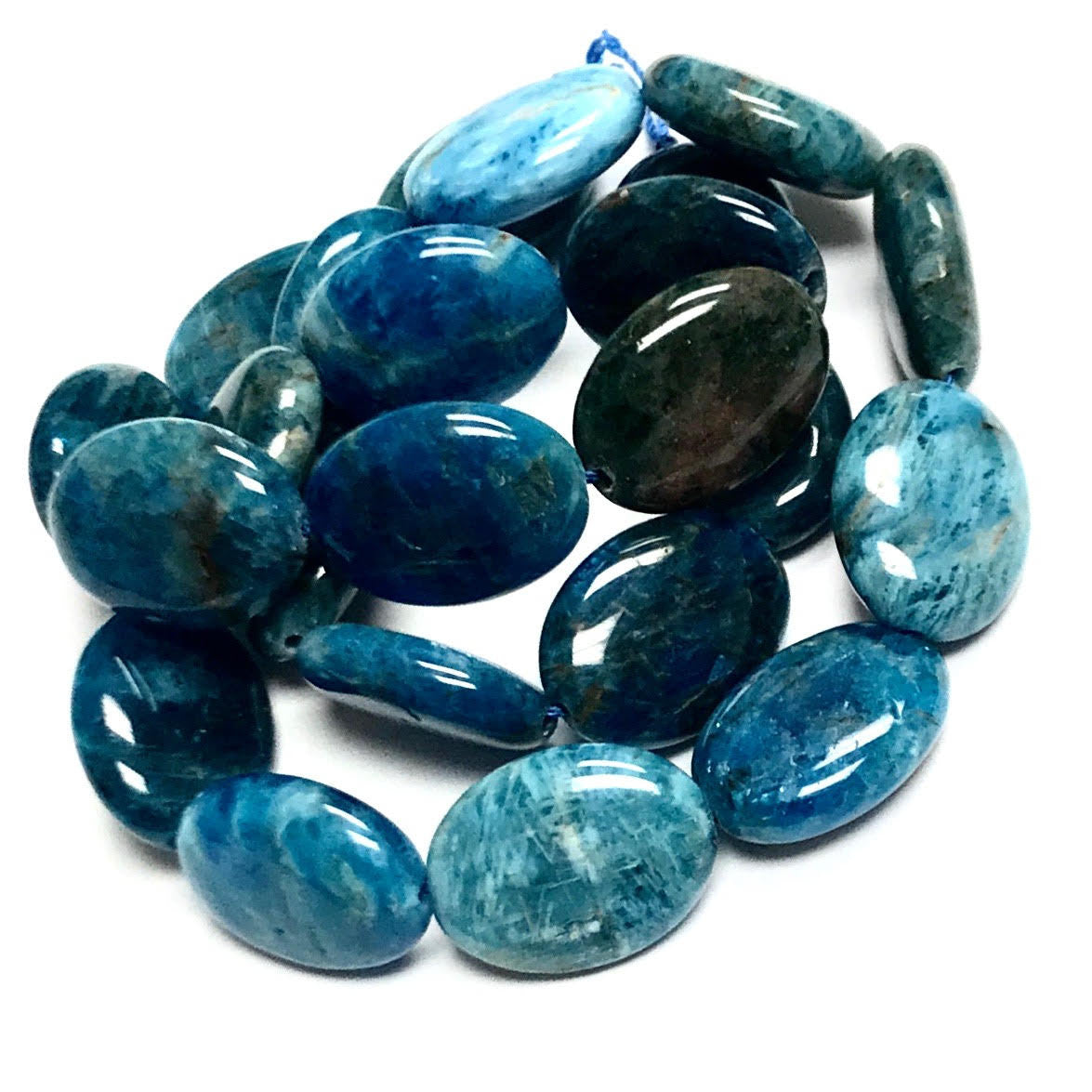 Highly Polished Flat Oval Apatite Beads