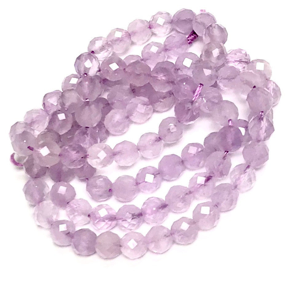 Micro Diamond Cut Lavender Amethyst Round Beads