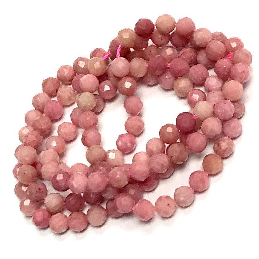 Micro Diamond Cut Rhodochrosite Beads