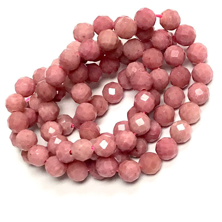 Rhodonite Micro Diamond Cut Beads