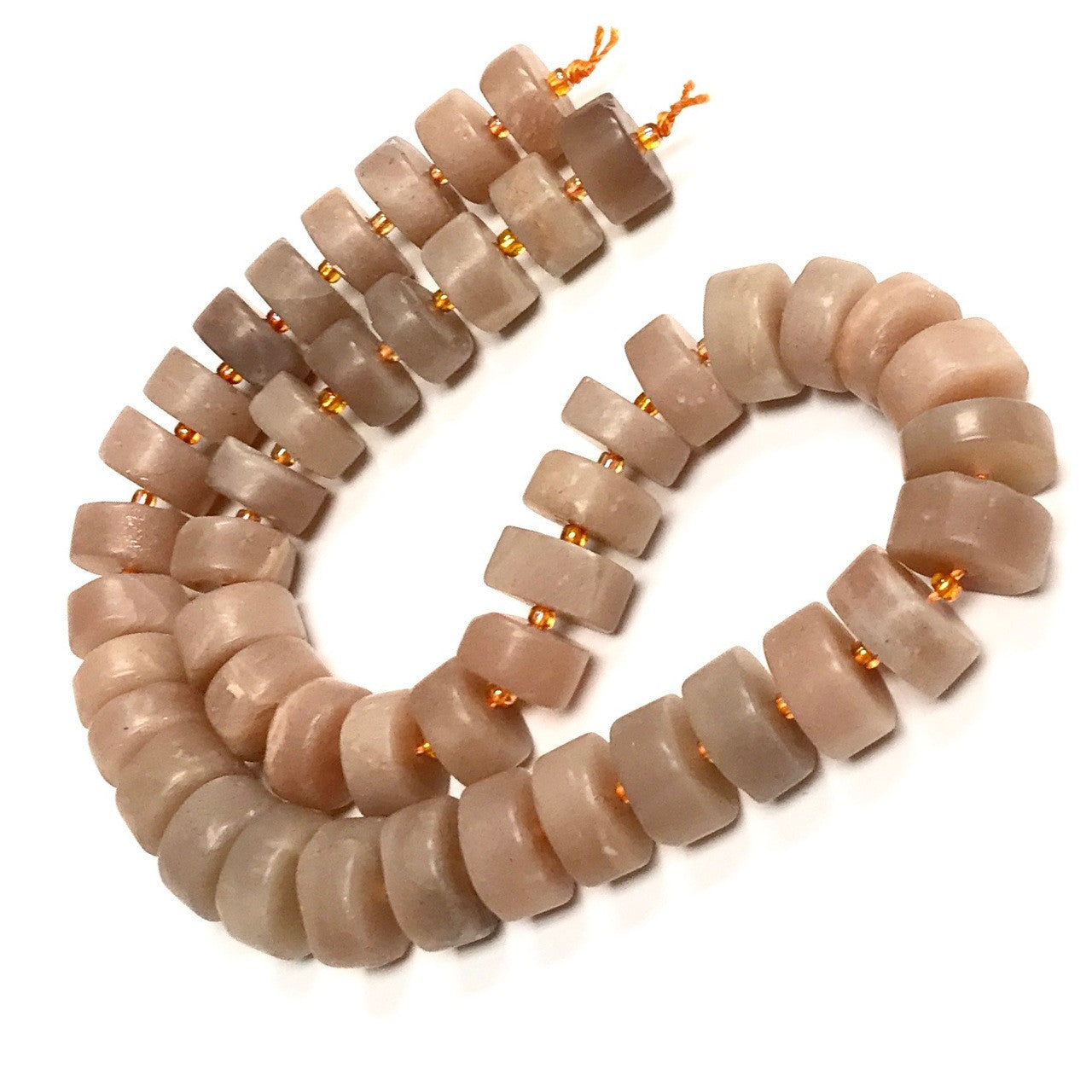 Peach Moonstone Matte Finish Graduated Rondell Beads