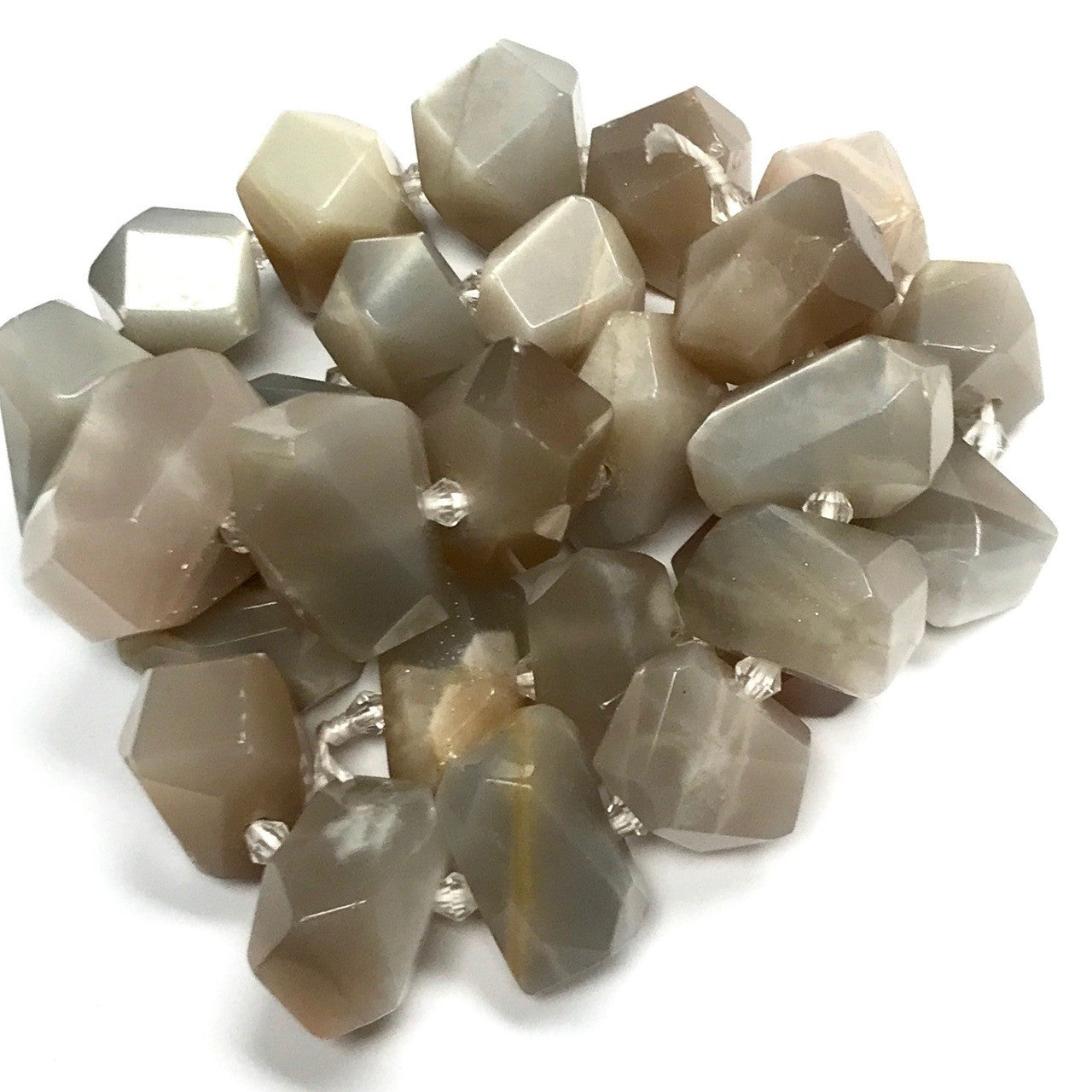Polished and Faceted Free Form Moonstone Nugget Beads