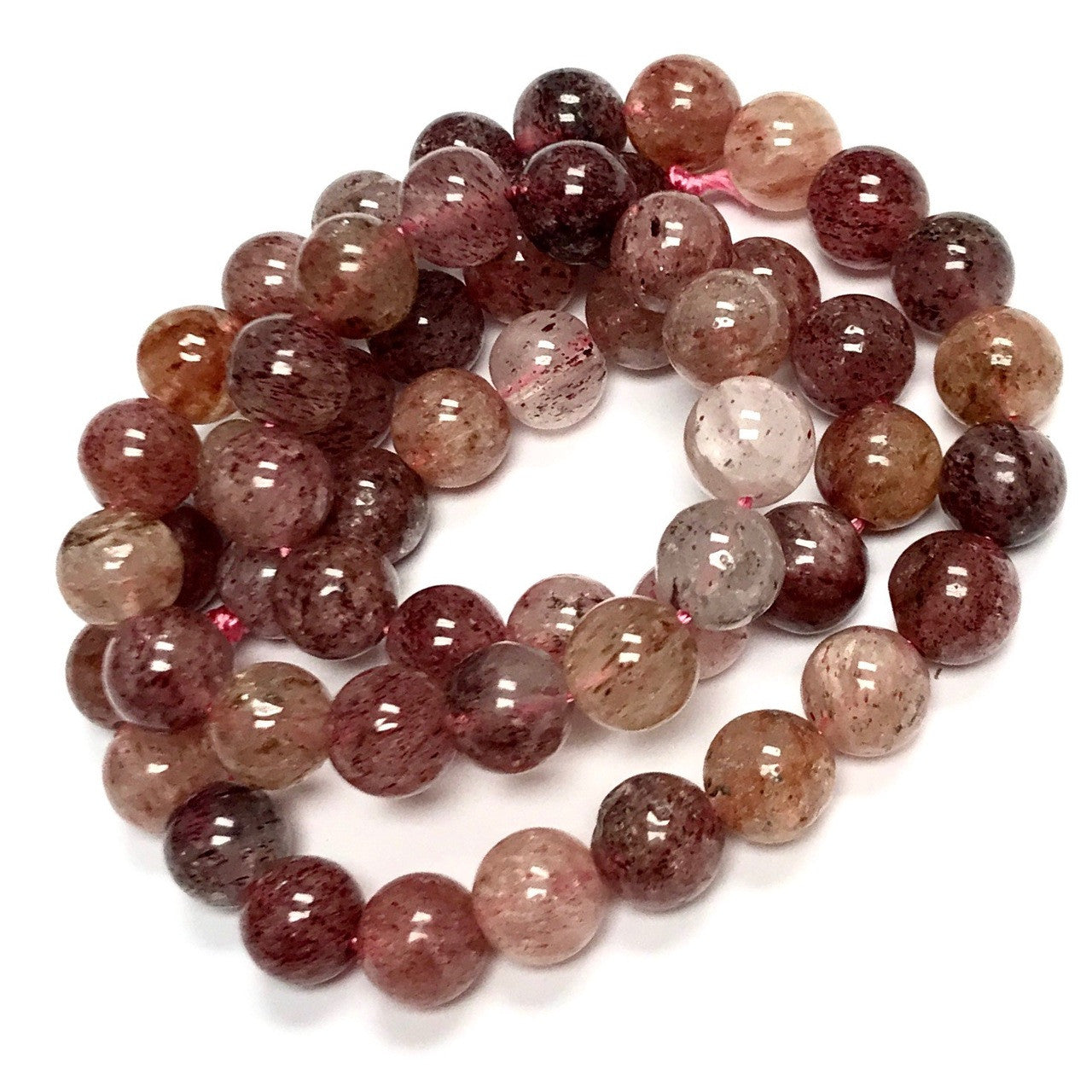 Highly Polished Strawberry Quartz Round Beads-7mm