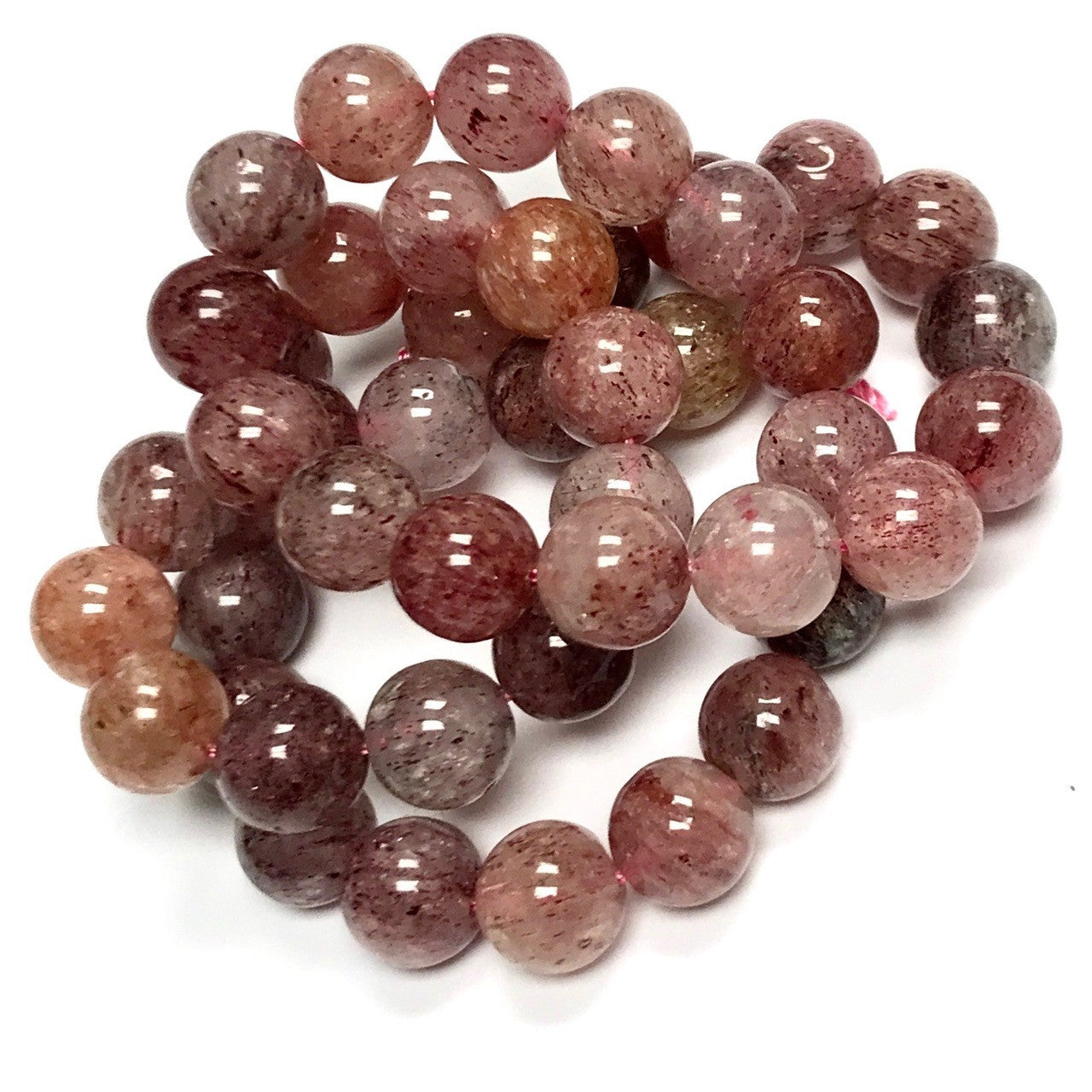 Highly Polished Strawberry Quartz Round Beads-9mm