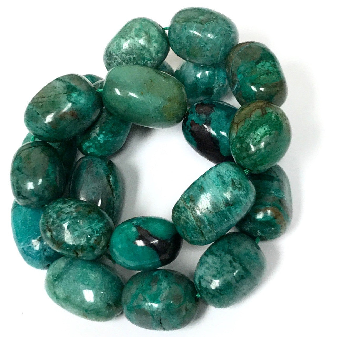 Chrysocolla Highly Polished Smooth Nugget Beads-13 x 18mm