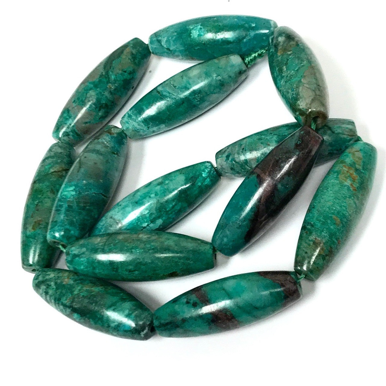 Chrysocolla Highly Polished Rice Beads-10 x 30mm